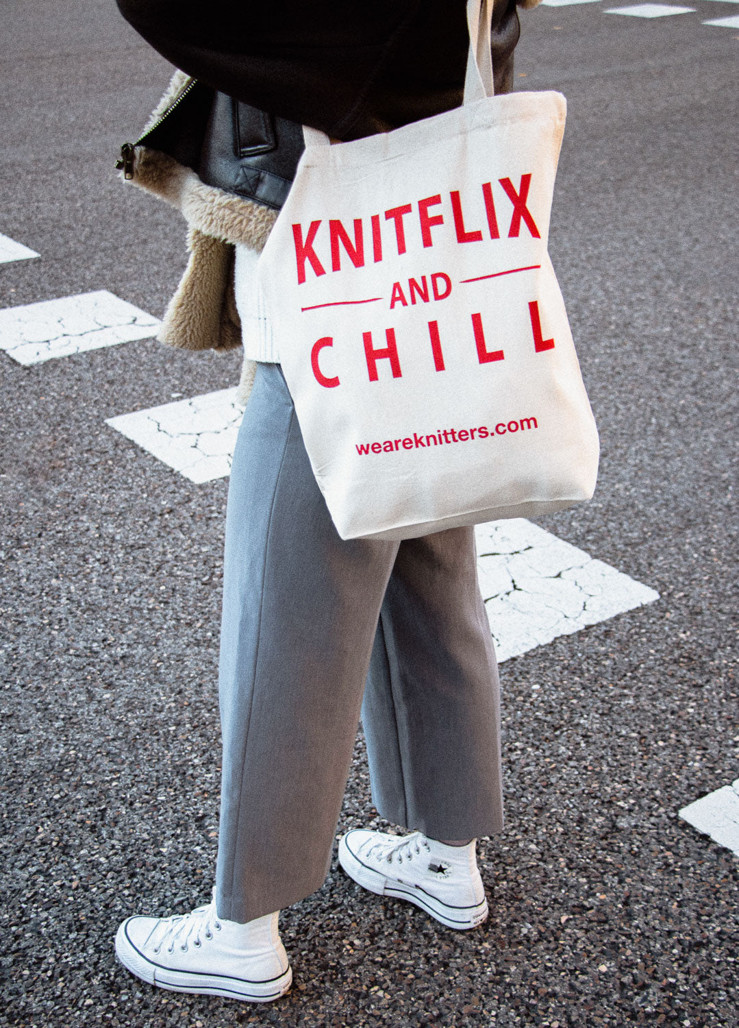 Tote Bag: – knitters Chill Knitflix & We are