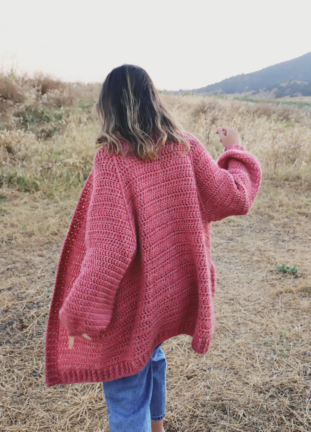 Pink crochet clearance cardigan