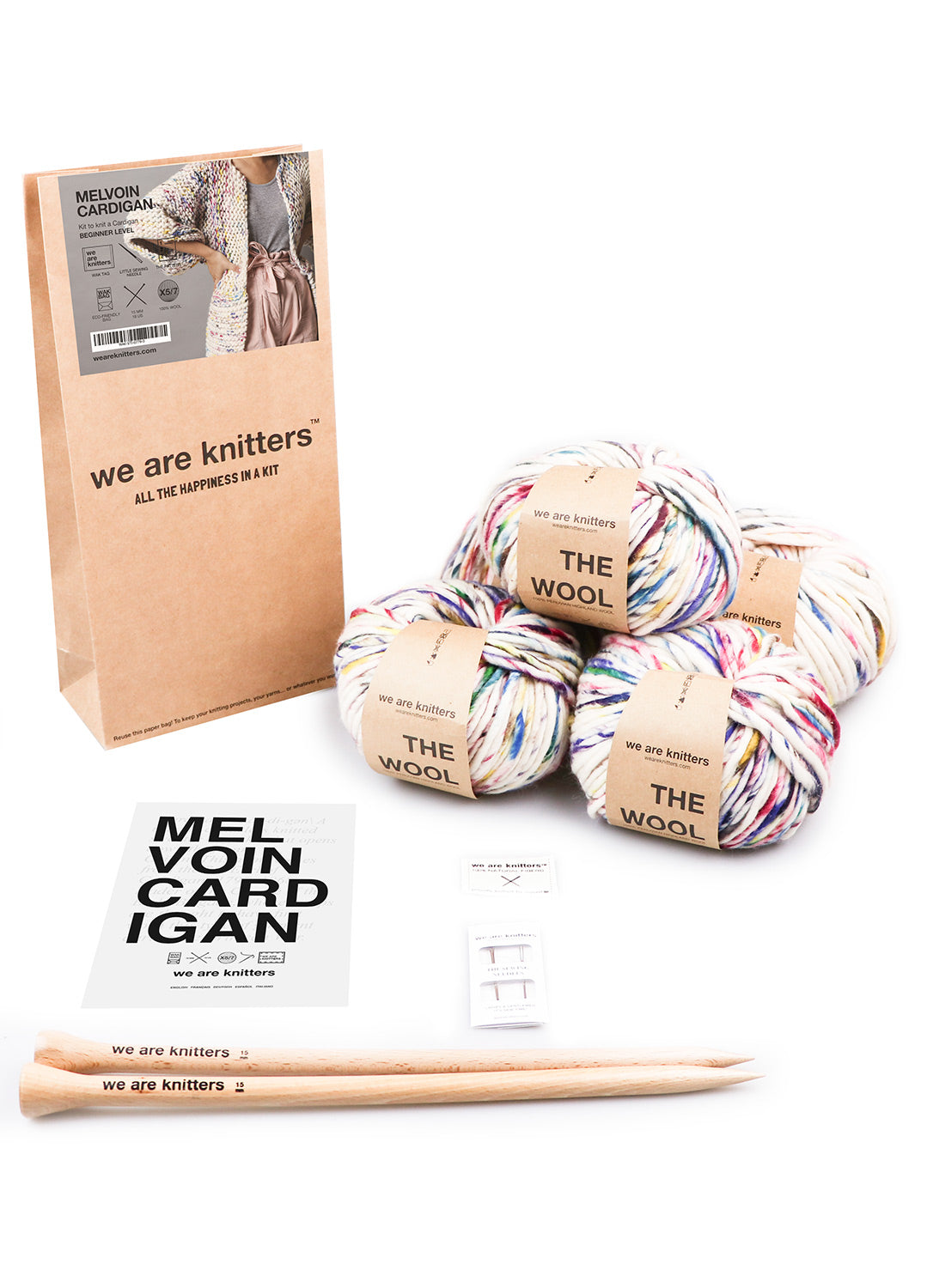 Melvoin Cardigan Beginner Knitting Kit in Natural